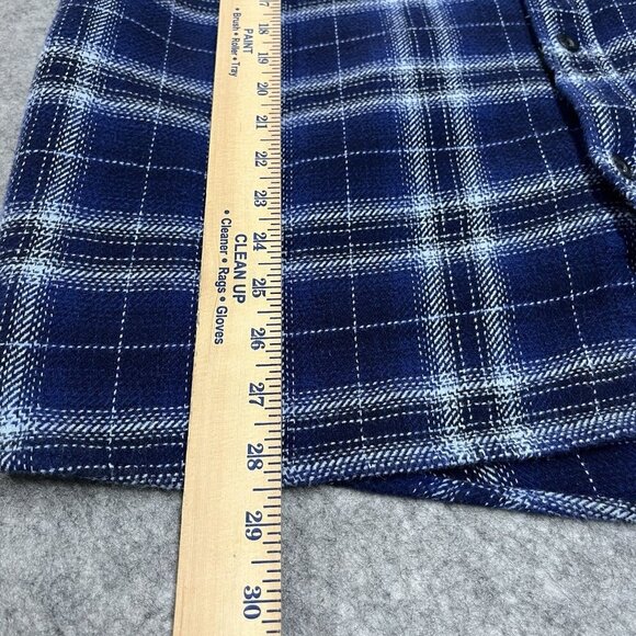 Woolrich Heavy Flannel Shirt Jacket Shacket Mens XXL Blue Plaid Pockets Outdoors - Picture 12 of 13